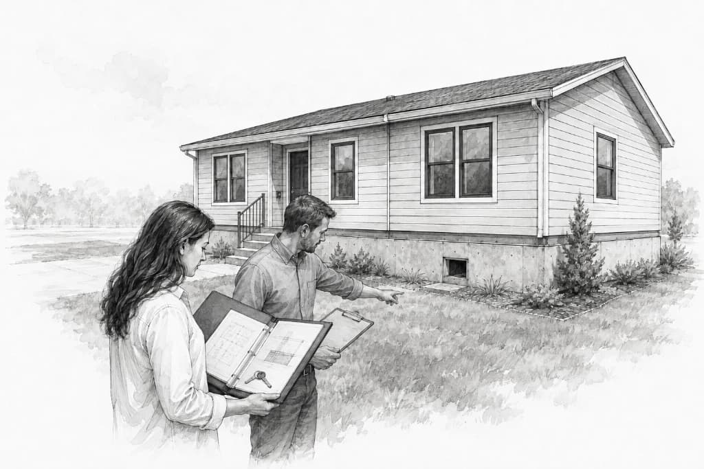 FHA modular home loan inspection at a house on a permanent foundation