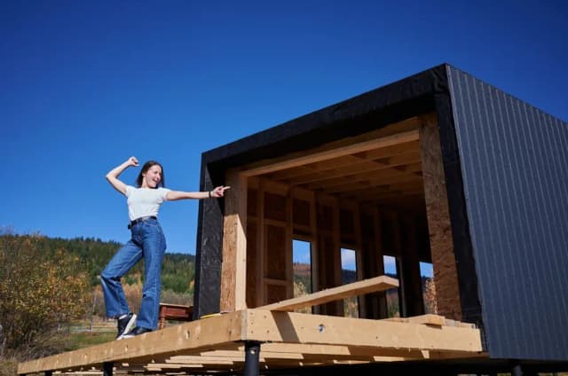 Prefab home at the framing stage